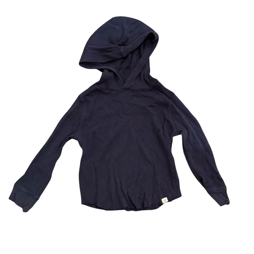 Gap Boys Navy Waffle hooded long sleeve shirt size 4 EUC